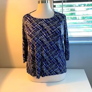 Black and Blue Cros style print blouse